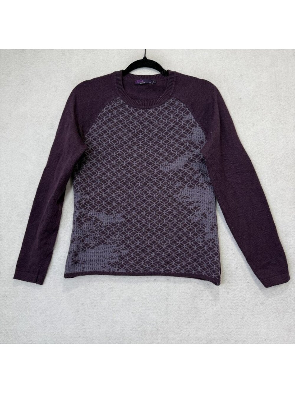 Prana Women's Crew Neck Sweater in Deep Plum and Heathered Gray